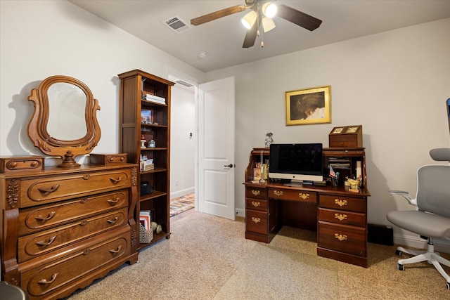 3712 Lonesome Creek Rd, Granbury, TX 76049 - office with ceiling fan, light carpet, and baseboards