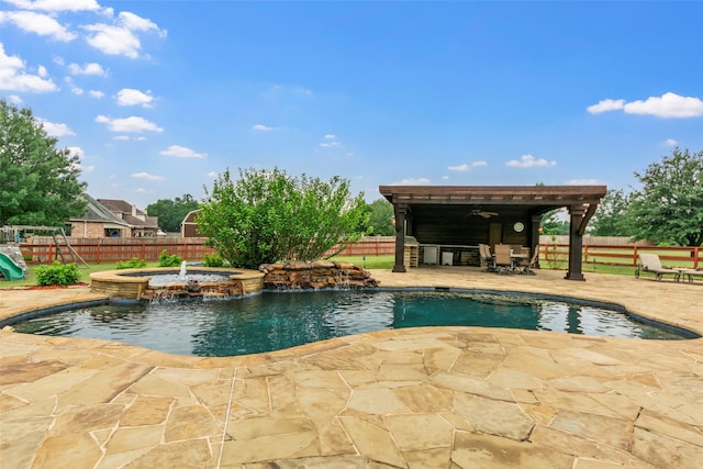1621 Grandberry Dr, Melissa, TX 75454 - view of swimming pool featuring a patio, a fenced backyard, and a pool with connected hot tub
