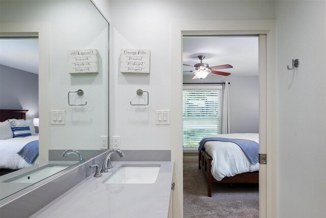 4018 Crown Shore Dr, Dallas, TX 75244 - bathroom featuring ensuite bathroom, a ceiling fan, and vanity