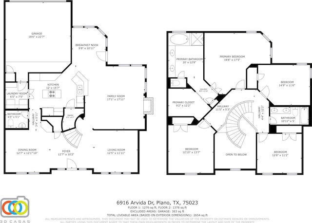 6916 Arvida Dr, Plano, TX 75023 - floor plan / room layout