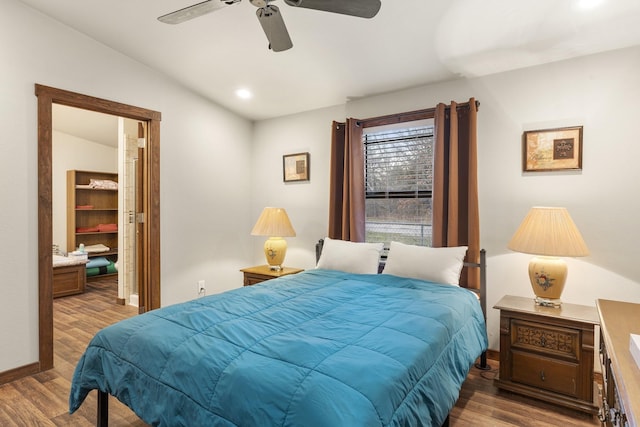 123 Little River Bnd, Mabank, TX 75156 - bedroom with wood finished floors, ceiling fan, vaulted ceiling, and baseboards