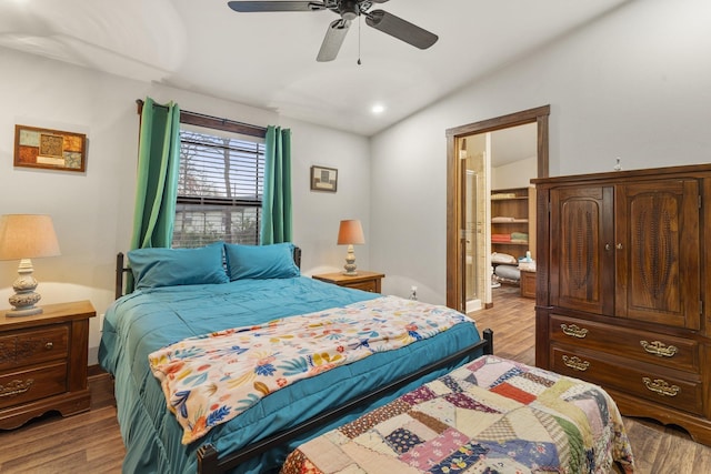 123 Little River Bnd, Mabank, TX 75156 - bedroom featuring light wood-style flooring, lofted ceiling, and a ceiling fan