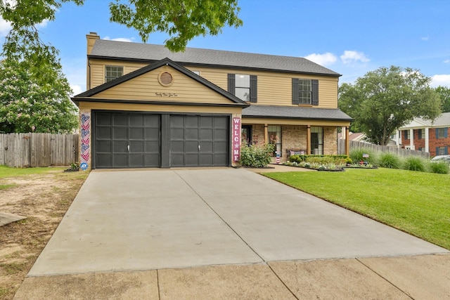 2302 Warwick Ave, Grand Prairie, TX 75052 - traditional-style house with a porch, a chimney, concrete driveway, and a garage
