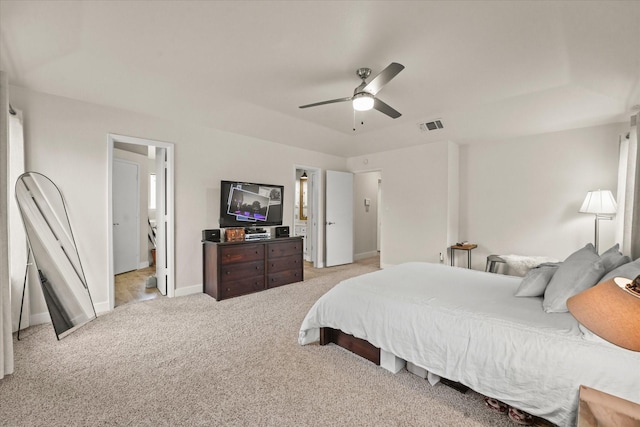 2302 Warwick Ave, Grand Prairie, TX 75052 - bedroom with light carpet, baseboards, and a ceiling fan