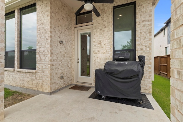 1812 Welker Dr, Van Alstyne, TX 75495 - view of patio / terrace with a ceiling fan and grilling area
