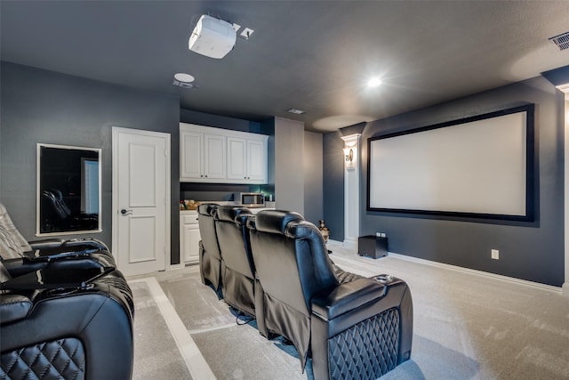 11626 Capitan Ln, Frisco, TX 75033 - home theater featuring light carpet, baseboards, and recessed lighting