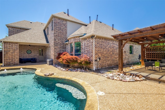 11626 Capitan Ln, Frisco, TX 75033 - outdoor pool with a pergola, a patio area, and an outdoor hangout area