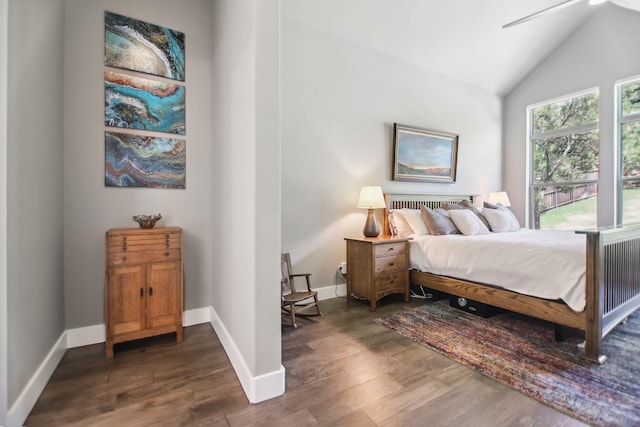 424 Trigger Trl, Argyle, TX 76226 - bedroom with dark wood-style flooring and lofted ceiling