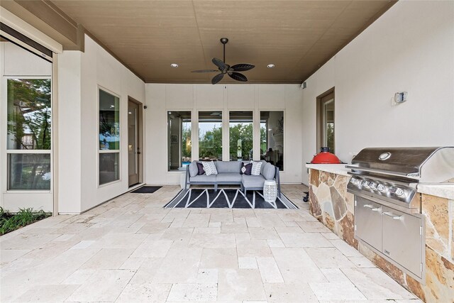 655 Creekway Dr, Irving, TX 75039 - view of patio / terrace with a ceiling fan and an outdoor hangout area