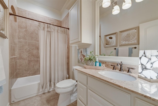 105 Orion Ct, Aurora, TX 76078 - bathroom featuring ornamental molding, vanity, shower / tub combo, and toilet