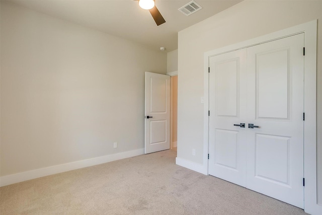 2602 23rd St, Fort Worth, TX 76106 - unfurnished bedroom with light carpet, baseboards, ceiling fan, and a closet