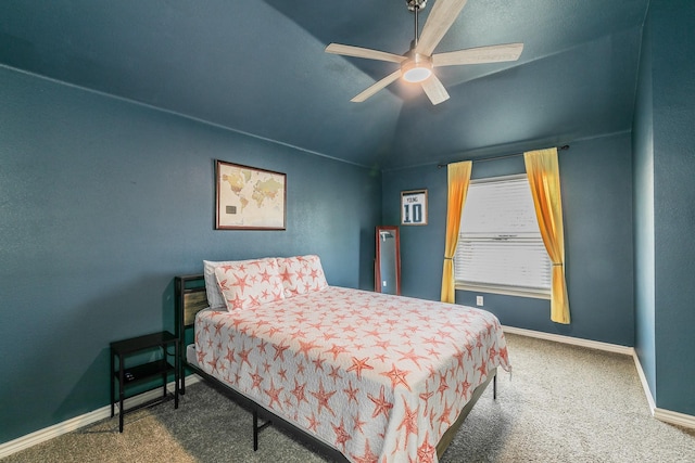 5424 Yellow Birch Dr, Fort Worth, TX 76244 - carpeted bedroom featuring baseboards, lofted ceiling, and a ceiling fan