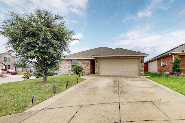 2715 Myopia Ct, Dallas, TX 75253 - view of front facade featuring a front yard, concrete driveway, an attached garage, and brick siding