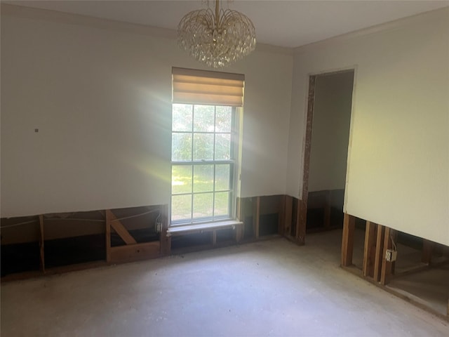 1212 Oakwood Trl, Southlake, TX 76092 - empty room with concrete flooring and a chandelier