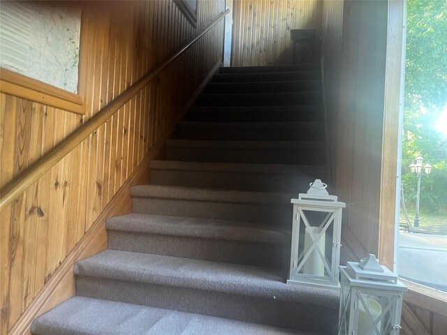 1212 Oakwood Trl, Southlake, TX 76092 - stairway featuring wooden walls
