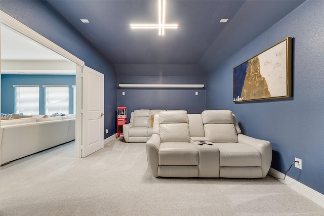 1308 Redbrick Ln, Northlake, TX 76247 - cinema with carpet floors, lofted ceiling, and baseboards