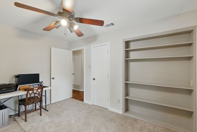 154 Scott Ln, Weatherford, TX 76085 - office area featuring carpet floors and a ceiling fan