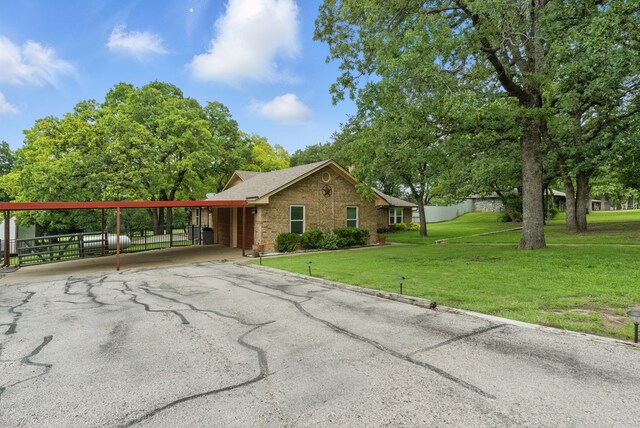 154 Scott Ln, Weatherford, TX 76085 - view of front facade featuring brick siding, a shingled roof, and a chimney