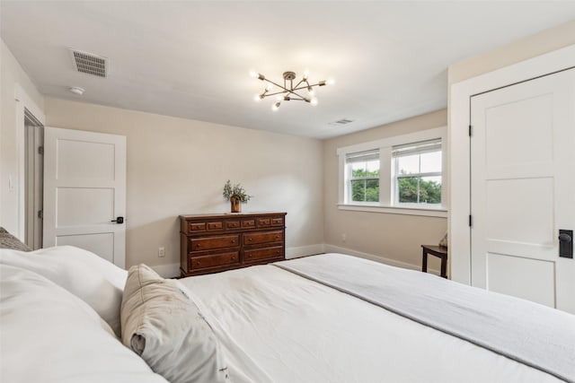 3718 Tulsa Way, Fort Worth, TX 76107 - bedroom featuring a chandelier and baseboards