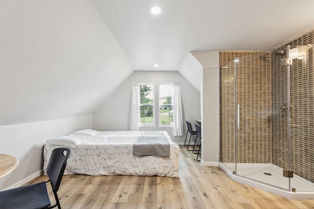 3718 Tulsa Way, Fort Worth, TX 76107 - bedroom featuring wood finished floors, vaulted ceiling, recessed lighting, and baseboards