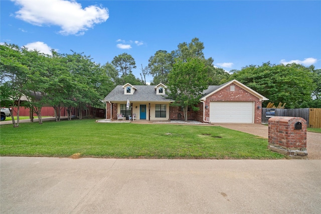 14125 Lone Pne, Brownsboro, TX 75756 - cape cod-style house with brick siding, a porch, a garage, and driveway