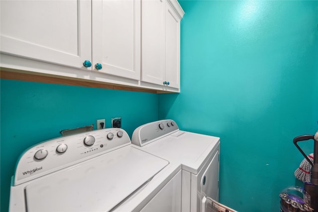 14125 Lone Pne, Brownsboro, TX 75756 - washroom with cabinet space and separate washer and dryer