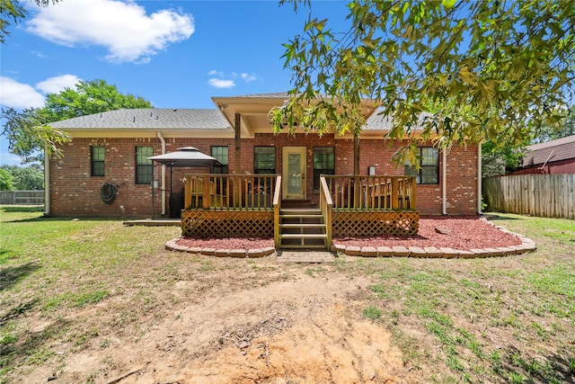 14125 Lone Pne, Brownsboro, TX 75756 - back of property featuring a wooden deck and brick siding