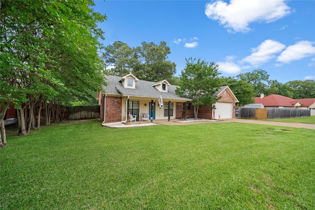 14125 Lone Pne, Brownsboro, TX 75756 - cape cod house featuring driveway, brick siding, a porch, an attached garage, and roof with shingles