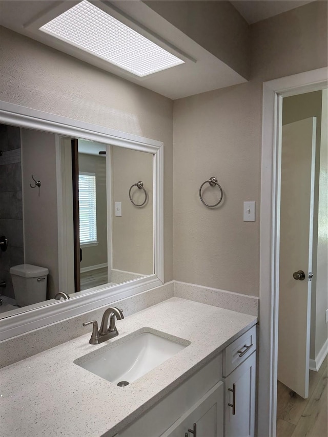 711 S Farmington Rd, Howe, TX 75459 - bathroom with vanity, wood finished floors, and toilet