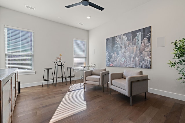 410 Travelers Ter, Argyle, TX 76226 - living area featuring wood finished floors, a ceiling fan, baseboards, and recessed lighting