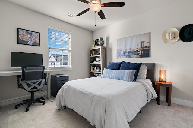 410 Travelers Ter, Argyle, TX 76226 - bedroom featuring light colored carpet, baseboards, a desk, and a ceiling fan