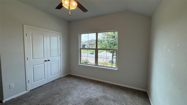 757 High Summit Trl, Fort Worth, TX 76131 - unfurnished bedroom with carpet, lofted ceiling, baseboards, a ceiling fan, and a closet
