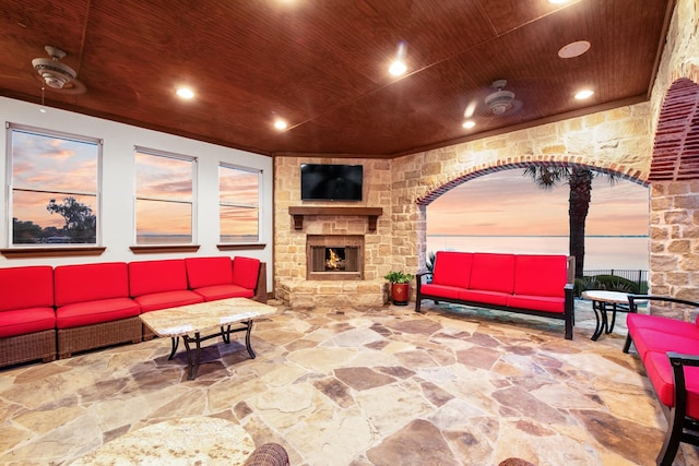 1612 S Lakeshore Dr, Rockwall, TX 75087 - view of patio / terrace with an outdoor living space with a fireplace