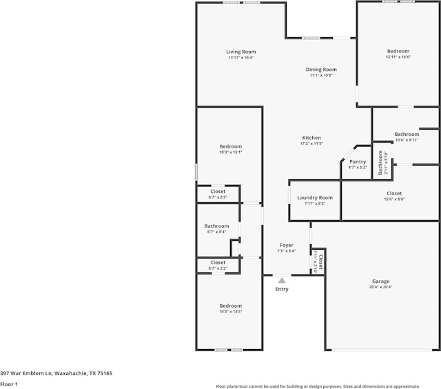 397 War Emblem Ln, Waxahachie, TX 75165 - property floor plan