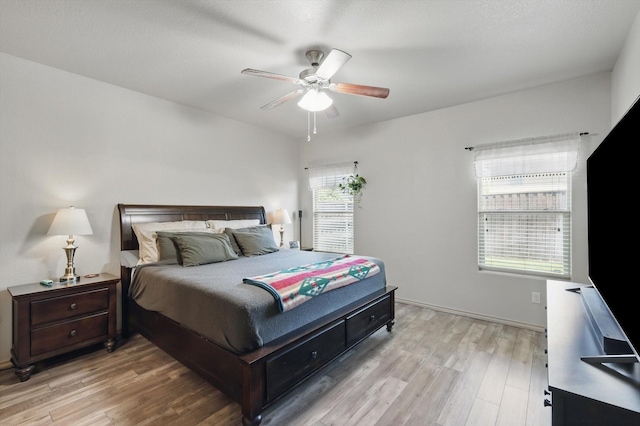 7113 Creighton Ct, Fort Worth, TX 76120 - bedroom with light wood-style flooring and a ceiling fan