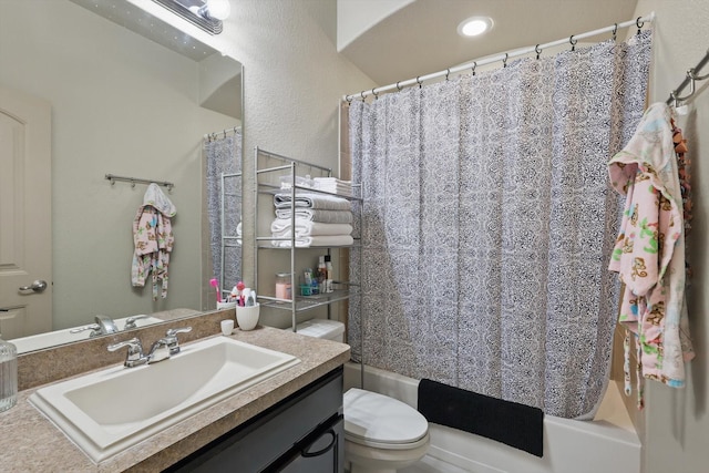 7113 Creighton Ct, Fort Worth, TX 76120 - full bathroom with toilet, shower / bath combo, and vanity