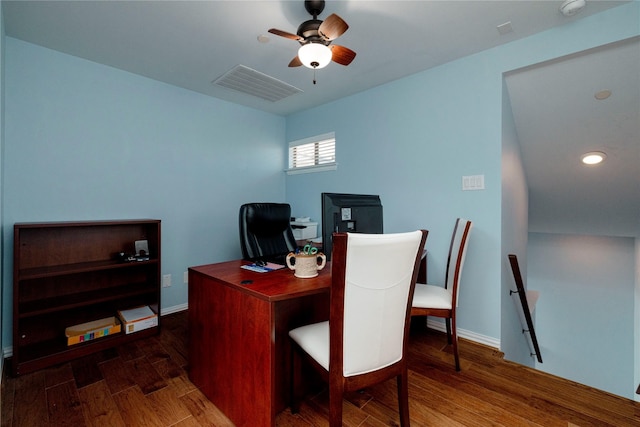 5798 Antique Rose Trl, Fairview, TX 75069 - office space featuring wood finished floors, ceiling fan, and baseboards