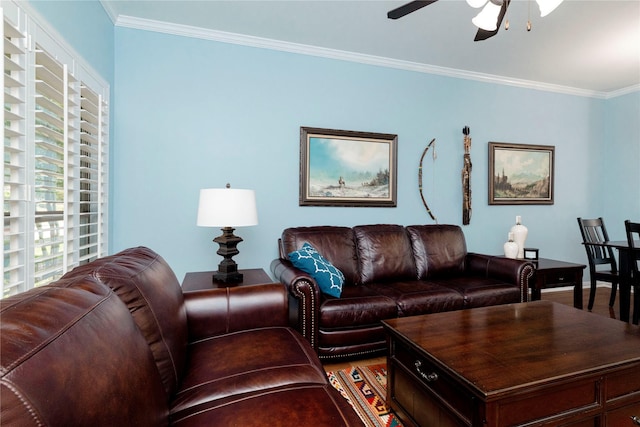 5798 Antique Rose Trl, Fairview, TX 75069 - living room with ceiling fan and crown molding