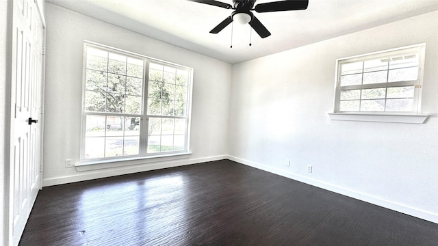 3315 Cedarcroft Ln, Dallas, TX 75233 - spare room featuring baseboards, dark wood-style flooring, and ceiling fan