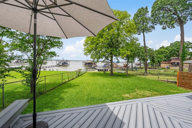 166 Ocean Dr, Gun Barrel City, TX 75156 - wooden terrace featuring a water view