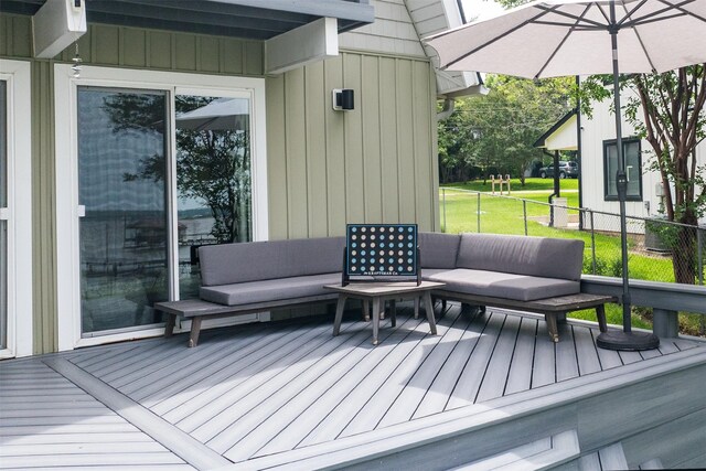 166 Ocean Dr, Gun Barrel City, TX 75156 - wooden deck featuring an outdoor living space and a yard