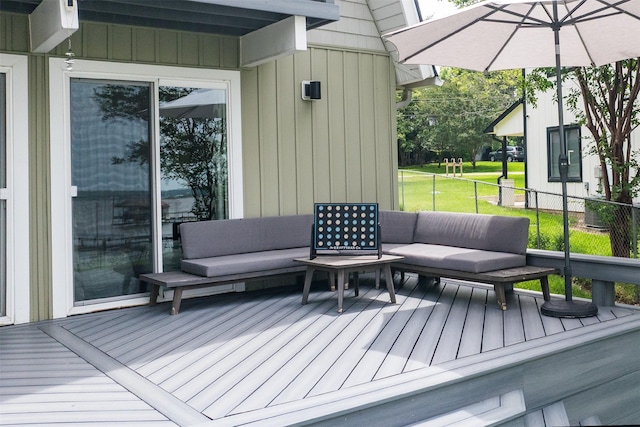 166 Ocean Dr, Gun Barrel City, TX 75156 - wooden deck with an outdoor living space and a lawn
