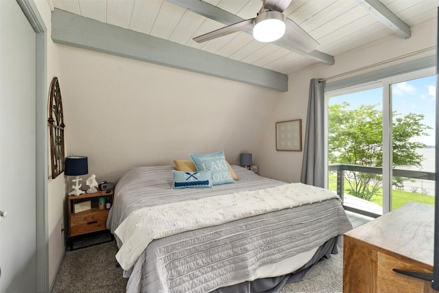 166 Ocean Dr, Gun Barrel City, TX 75156 - carpeted bedroom featuring a ceiling fan and wood ceiling