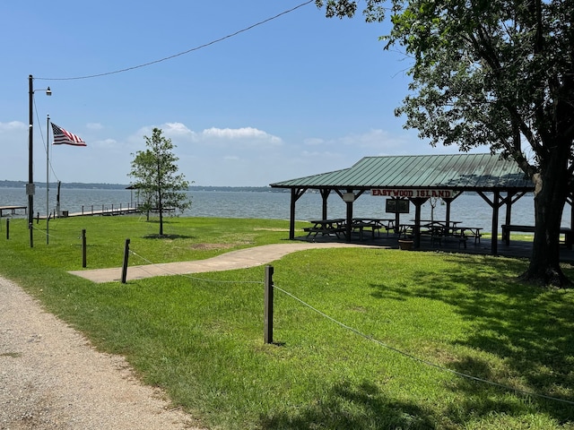 166 Ocean Dr, Gun Barrel City, TX 75156 - view of home's community featuring a gazebo, a yard, and a water view