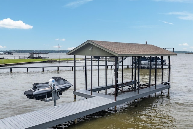 166 Ocean Dr, Gun Barrel City, TX 75156 - dock featuring boat lift and a water view