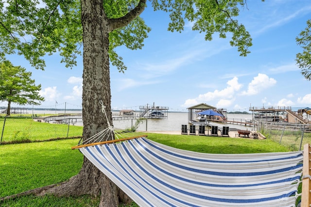 166 Ocean Dr, Gun Barrel City, TX 75156 - view of yard featuring a dock and a water view