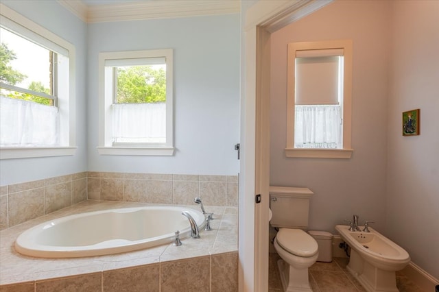121 Big Jake Ct, Weatherford, TX 76088 - full bath featuring a bidet, a bath, toilet, and tile patterned floors