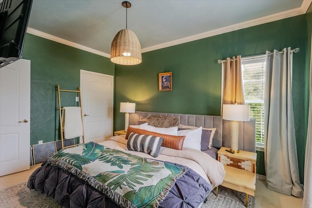 121 Big Jake Ct, Weatherford, TX 76088 - carpeted bedroom featuring crown molding