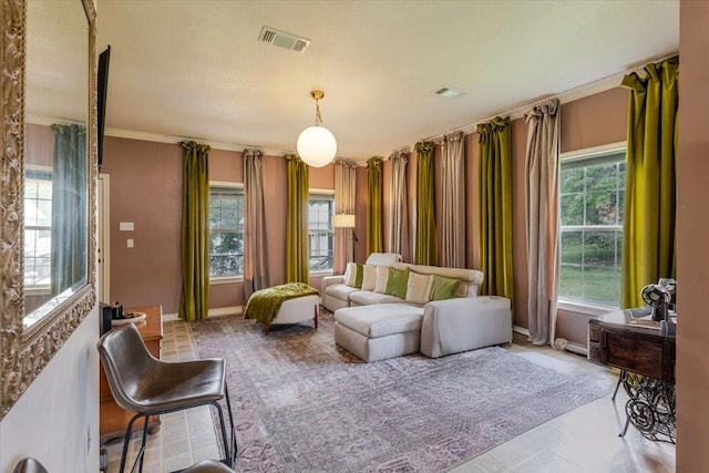 121 Big Jake Ct, Weatherford, TX 76088 - living area featuring baseboards and ornamental molding