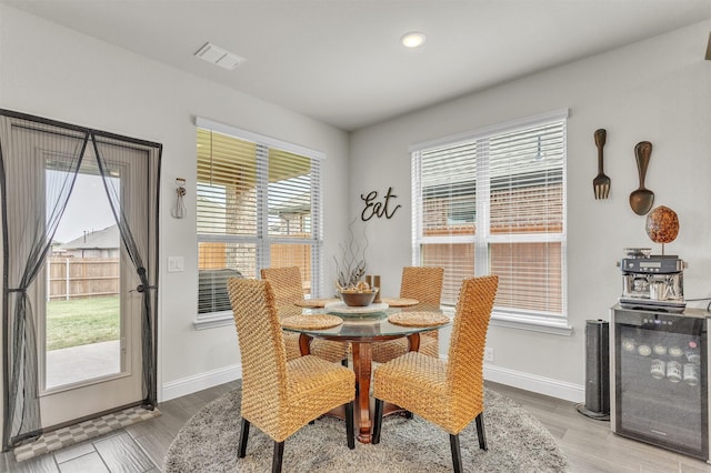 4444 Blue Mist Dr, Fort Worth, TX 76036 - dining area with baseboards, light wood-type flooring, and recessed lighting